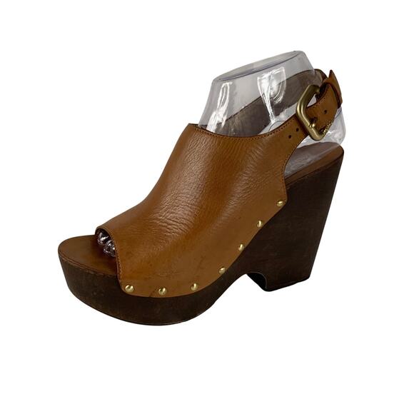 KORS Michael Kors Women's Leather Wedge Sandals Size 7.5 - Picture 1 of 10